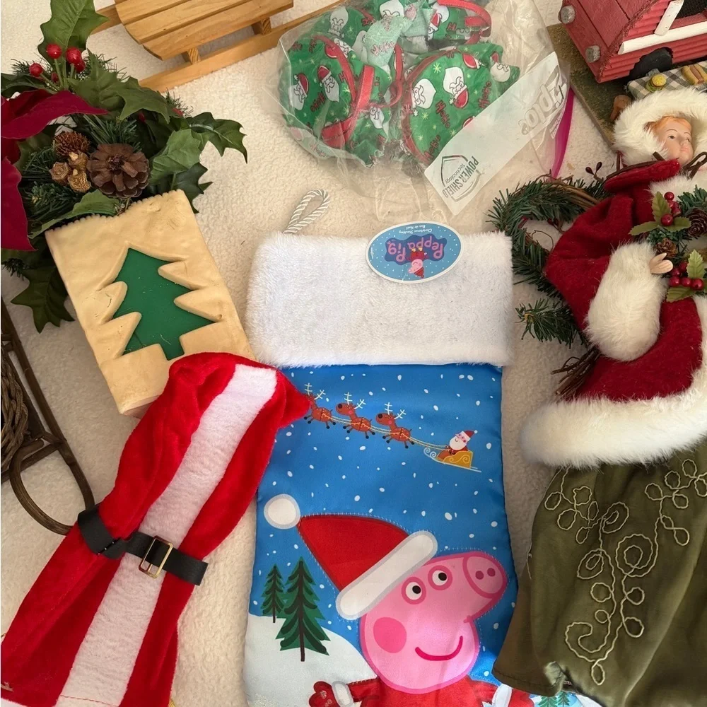 Large Christmas decoration bundle. Stockings tree topper…